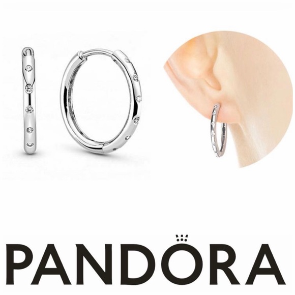 Pandora Jewelry - NEW! Pandora Droplets Simple Sparkling Hoop Earrings 296244CZ